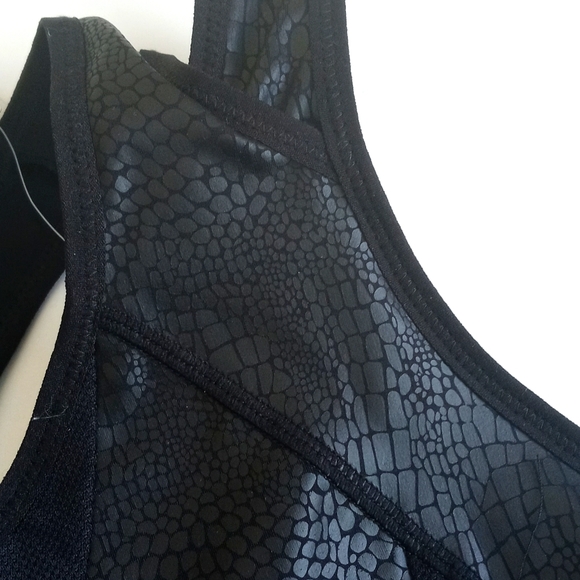 Syrokan Black Crocodile Animal Print High Impact Sports Workout Bra XL - Picture 4 of 15